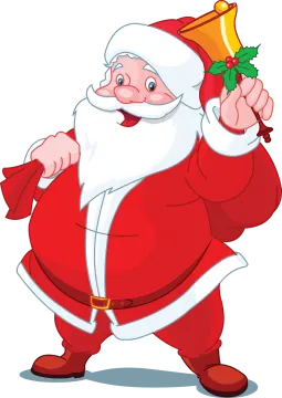a cartoon santa claus with a bell