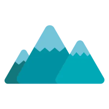 a mountain icon with blue and green colors