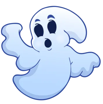 a cartoon ghost with its arms spread out