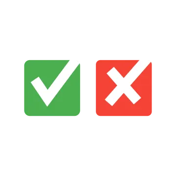 a green and red check mark icon
