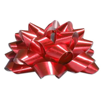 a red bow on a white background