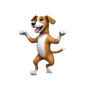 a brown and white dog with its tongue out