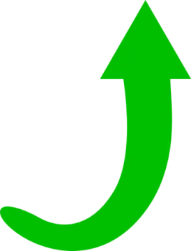 a green arrow pointing up