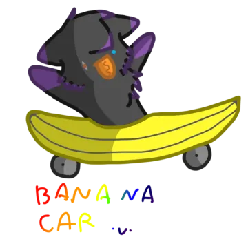 a black cat sitting on top of a banana