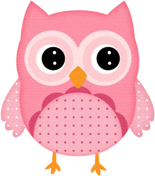 a pink owl with big eyes