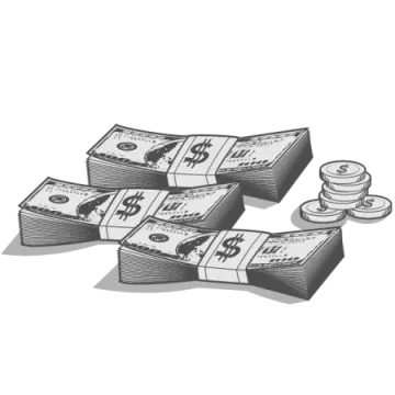 a pile of money on a white background