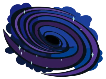 a blue and purple swirl with stars