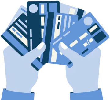 two hands holding credit cards