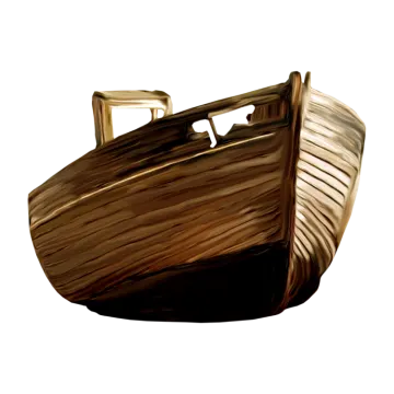 a wooden boat on a white background