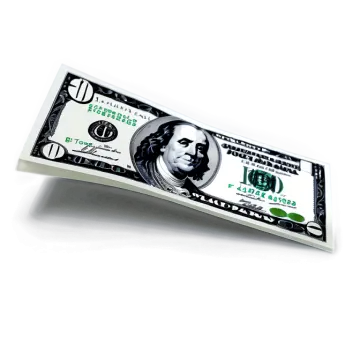 a hundred dollar bill on a white background