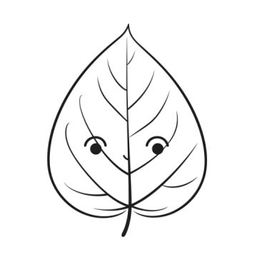 a black and white drawing of a leaf
