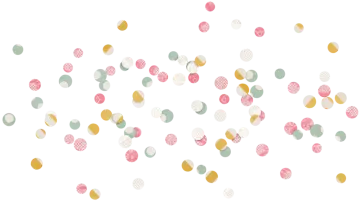 a white background with pink, green and yellow balloons
