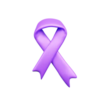 a purple ribbon on a white background