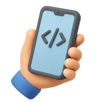 a hand holding a cell phone with an arrow on it