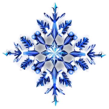a blue and white snowflake on a white background