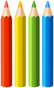 a row of colored pencils