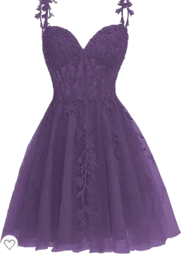 a purple dress with flowers and leaves on it
