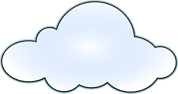 a blue cloud with a white background