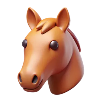 a brown horse head on a white background