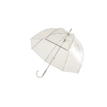 a clear umbrella on a white background
