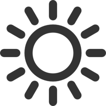 a black and white sun icon
