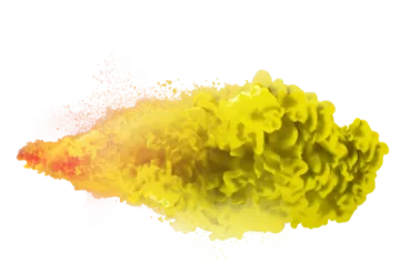 a yellow and red substance on a white background