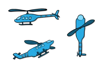 a set of four different types of helicopters