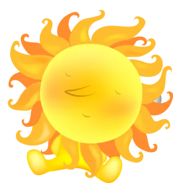 a cartoon sun with its eyes closed