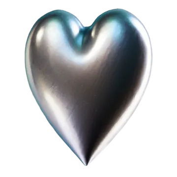 a metal heart on a white background