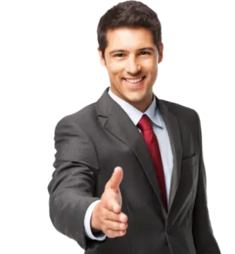 a man in a suit giving a thumbs