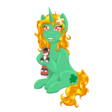 an illustration of a green and yellow pony with orange hair