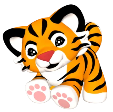 a cartoon tiger sitting down on the ground