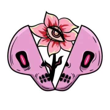 a skull with a flower on it's head