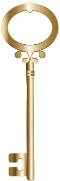 a golden key on a white background