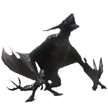 a black dragon with its wings spread out
