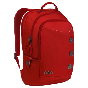 a red backpack on a white background