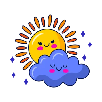 a cartoon sun and cloud with smiling faces
