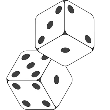 three dice with black spots on them