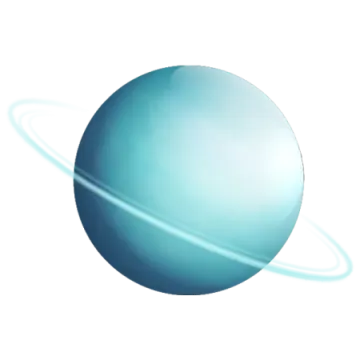 an image of a blue planet with rings around it