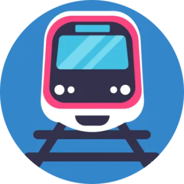 a train icon on a white background