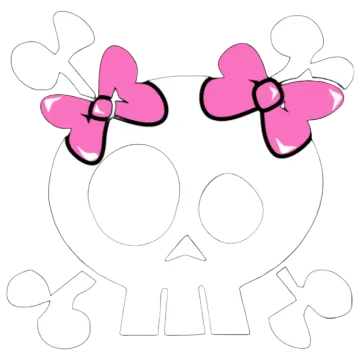 a skull with pink bows on it