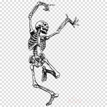 a skeleton dancing on a transparent background