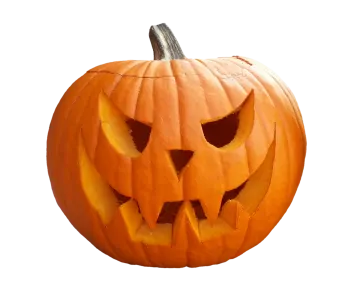 a halloween pumpkin with the face carved into it
