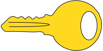 a yellow key with a white background