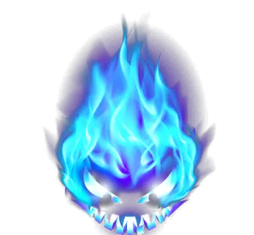 a blue flame on a white background