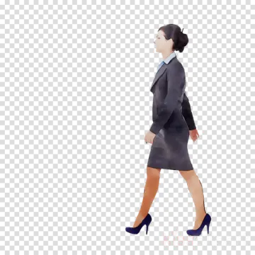 a woman in a business suit walking on a transparent background