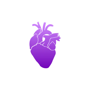 a purple heart icon on a white background