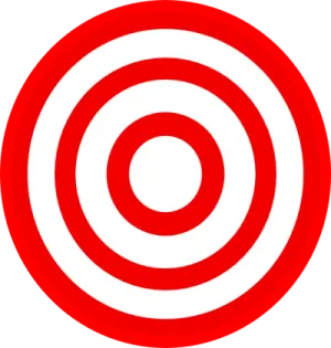 a red target with a white background