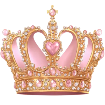a pink and gold crown with diamonds