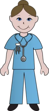 a cartoon nurse with a stel